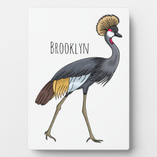 Grey crowned crane bird cartoon illustration  fotoplatte