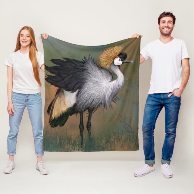 Grey Crowned Crane Bird Fleece Blanket (Beispiel)