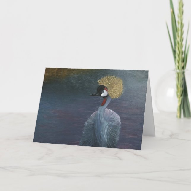 Grey Crowned Crane Greeting Card Karte (Vorderseite)