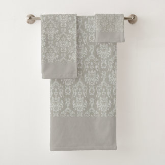 Grey Damask Badhandtuch Set