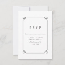 Grey Deko Chic Wedding RSVP Karte