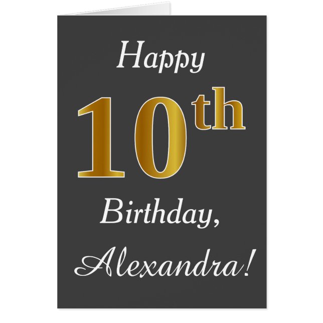 Grey, Faux Gold 10e anniversaire + Nom personnalis (Devant)