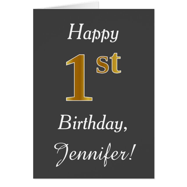 Grey, Faux Gold 1er anniversaire + Nom personnalis (Devant)