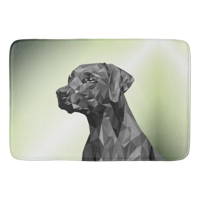 Grey Geometric Dog auf Green Badematte (Vorderseite)