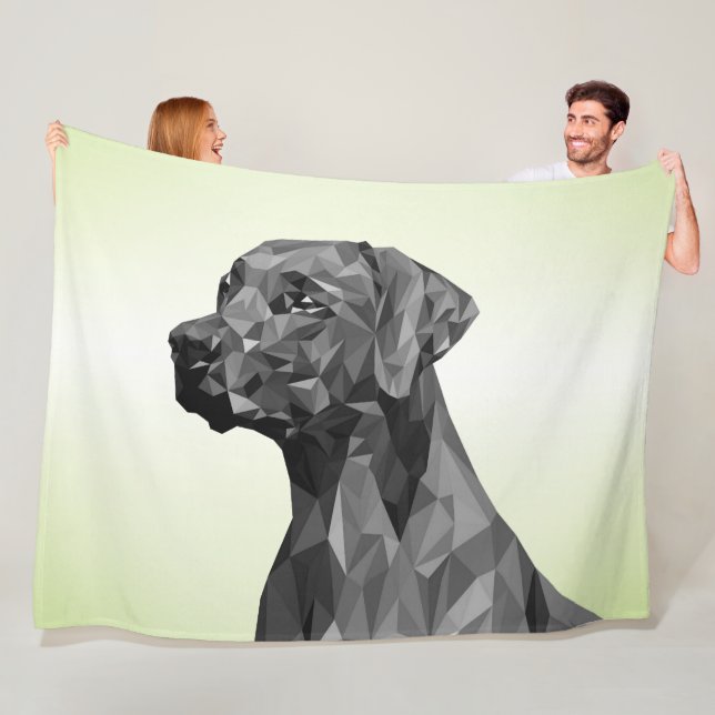 Grey Geometric Dog Green Fleecedecke (Beispiel)