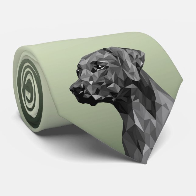 Grey Geometric Dog Green Krawatte (Gerollt)