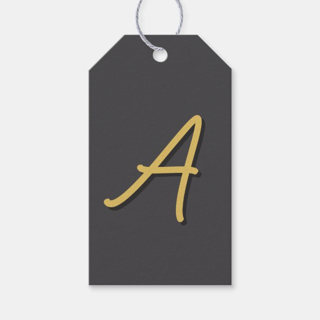 Grey Gold Color Monogram Professional Geschenkanhänger (Vorderseite)