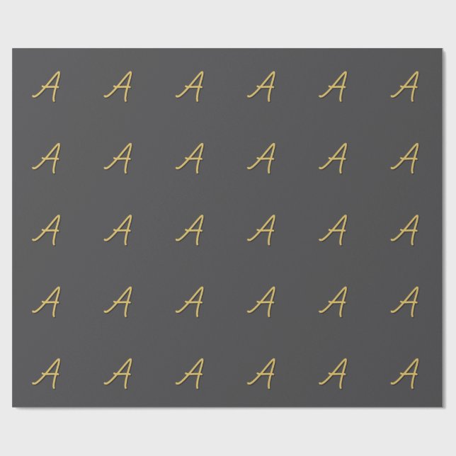Grey Gold Color Monogram Professional Geschenkpapier (Flach)