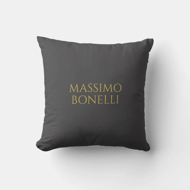Grey & Gold Modern Minimalist Elegant Your Name Kissen (Vorderseite)