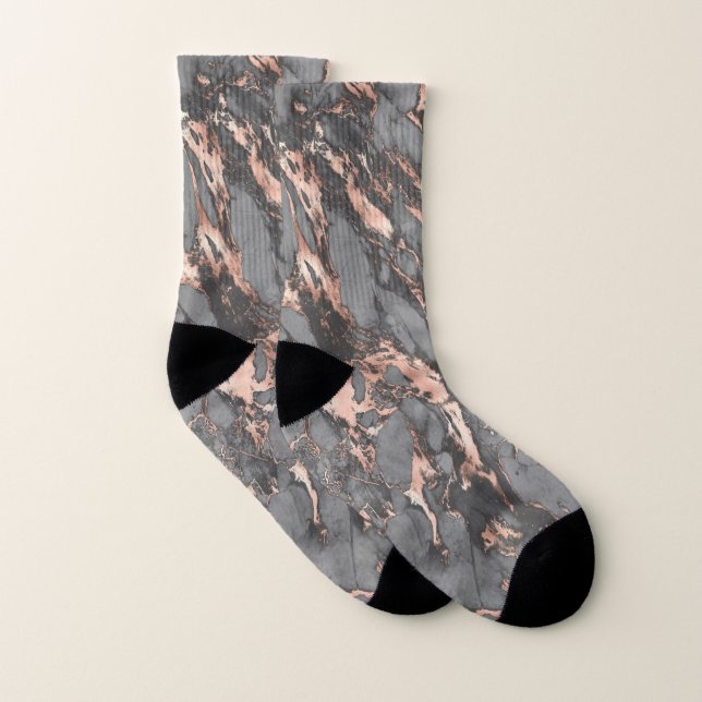 Grey gold rose marble modern design socken (Paar)