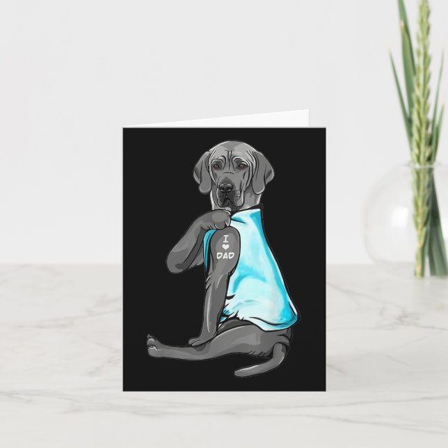 Grey Great Dane Tattoos I Liebe Vater Sitzen Gesch Karte (Vorderseite)
