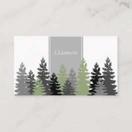Grey Green Evergreen Trees Elegantes Berufliches D Visitenkarte