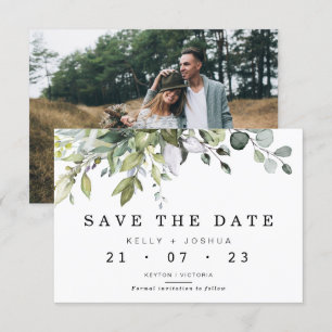 Grey Green Foliage Wedding speichert die Datumskar Einladung