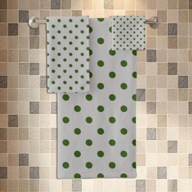 Grey Green Polka Dot Badhandtuch Set (Von Creator hochgeladen)