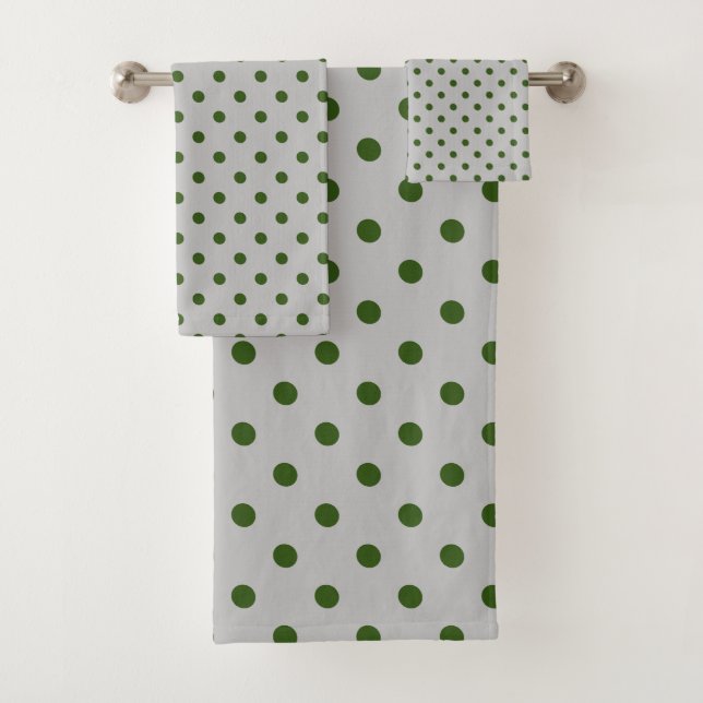 Grey Green Polka Dot Badhandtuch Set (Insitu)