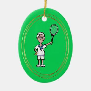 Grey Hair Male Tennis Spieler Weihnachtsschmuck