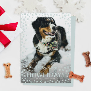Grey Happy Howlidays Pet Lover Carte photo de vaca