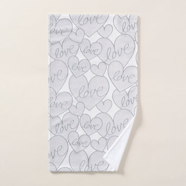 Grey Heart Love Mariage Élégant  (Serviette à main)