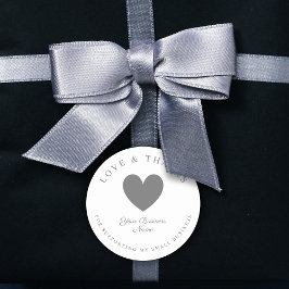 Grey Heart Love & Thanks Supporting Small Business Runder Aufkleber