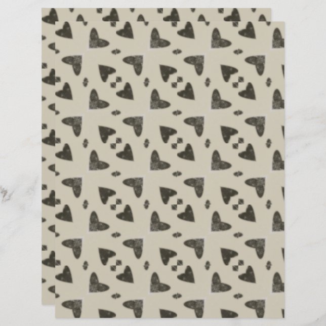Grey Hearts Geometric Scrapbook Paper (Vorne/Hinten)