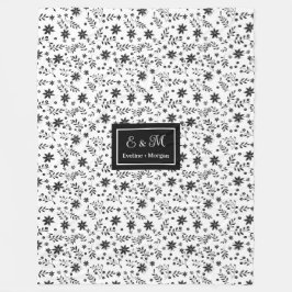 Grey Hues Floral Blanket Modern Custom Name Style Fleecedecke