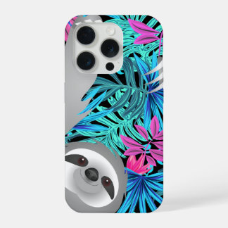 Grey Jungle Sloth in Colorful Jungle Phone Case iPhone 15 Pro Hülle