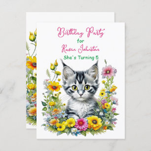 Grey Kitten Invitation de fête d'anniversaire de l