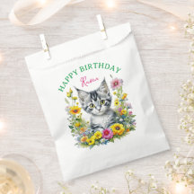 Grey Kitten Themed Girl's Birthday Personalisiert