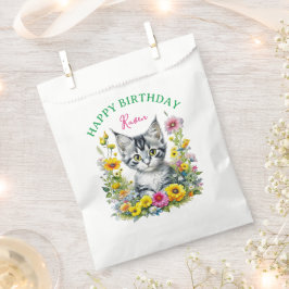Grey Kitten Themed Girl's Birthday Personalisiert Geschenktütchen