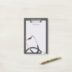 Grey Medical Clipboard mit Stethoscope Post-it Klebezettel