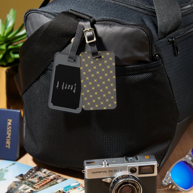 Grey Modern Luggage Tag Gepäckanhänger (Vorderseite & Rückseite)