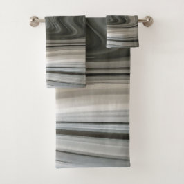 Grey Monotone Artistic Acrylic Pour Abstract Badhandtuch Set