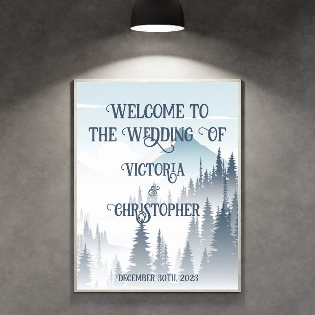 Grey Mountain Fog Forest Wilderness Winter Wedding Poster (Von Creator hochgeladen)