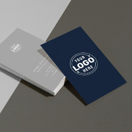 Grey Navy Blue Minimalist Company Business Card Visitenkarte