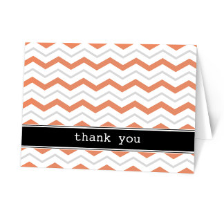 Grey Orange Chevron personnalisé Merci Cartes