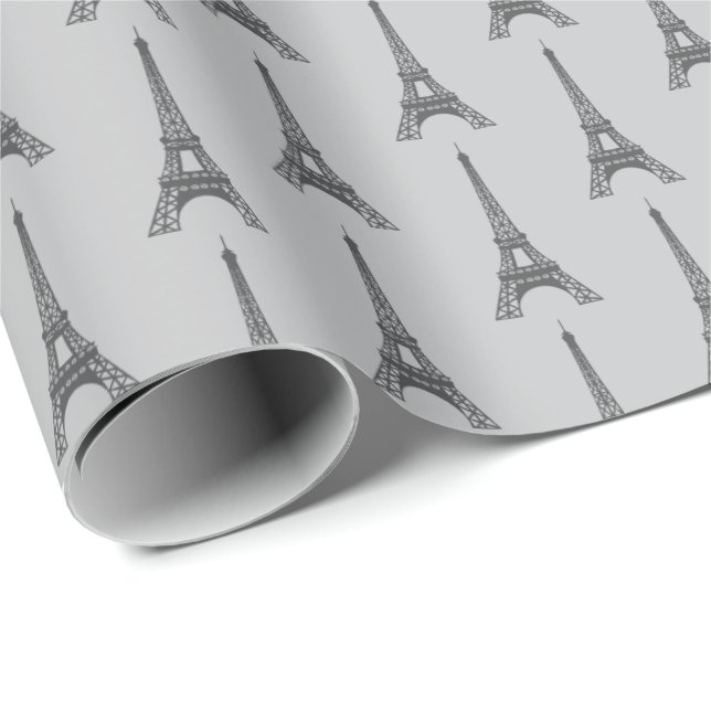 Grey Paris Gift Wrap Wrapping Paper Frankreich Geschenkpapier (Rolleneckpunkt)