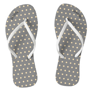 Grey & Peach Polka Dot - Tongs