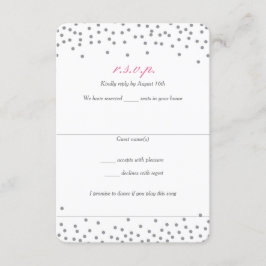 Grey & Pink Confetti Dots Wedding RSVP Karten