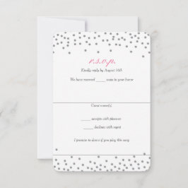 Grey & Pink Confetti Dots Wedding RSVP Karten