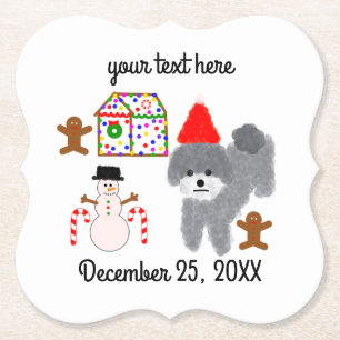 Grey Poodle Christmas #1-2 Paper Untersetzer