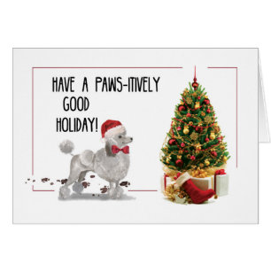 Grey Poodle Funny Christmas Dog with Tree