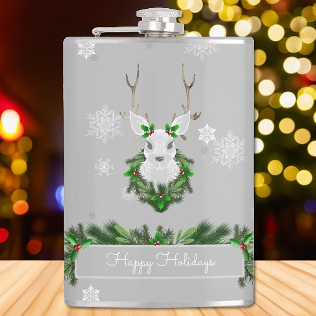 Grey Reindeer Flask Flachmann (Gray Reindeer Flask)