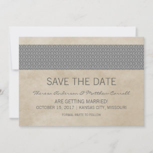 Grey Rustic Damask Save the Date einladen Einladung