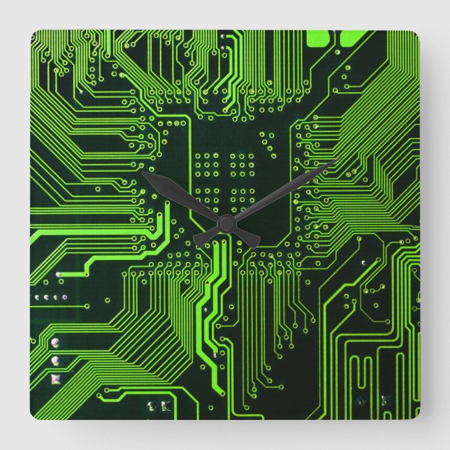 Grey-Schalttafel für Nerd-Leiterplatten Quadratische Wanduhr (Vorderseite)