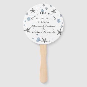 Grey Starfish Blue Beach Wedding Fächer