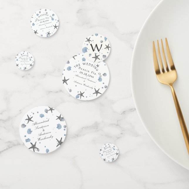 Grey Starfish Blue Beach Wedding Konfetti (Gruppe)