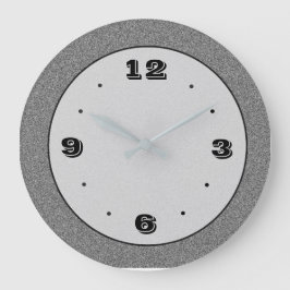 Grey Stone Effect with Black> Plain Clocks Große Wanduhr