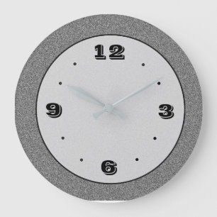 Grey Stone Effect with Black> Plain Clocks Große Wanduhr