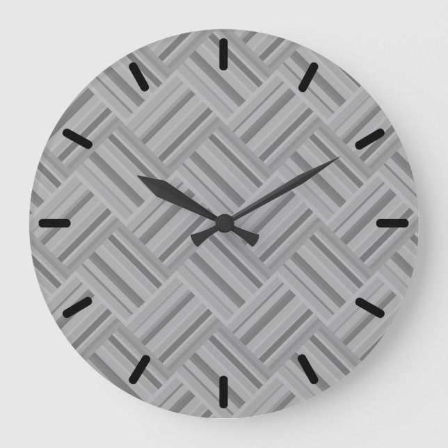 Grey stripes diagonal weave pattern große wanduhr (Vorderseite)