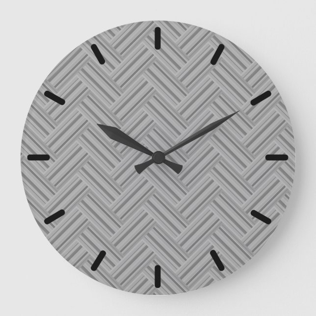 Grey stripes double weave pattern große wanduhr (Vorderseite)